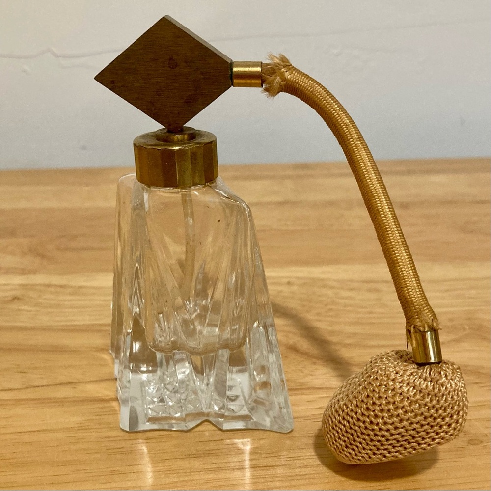 Vtg 1950s Crystal Perfume Spray Bottle Atomizer I.W Rice & Co. Japan Poor Shape - Picture 3 of 15